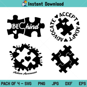 Autism Be Kind SVG, Accept Adapt Advocate Autism SVG, Autism SVG, Autism Awareness SVG, PNG, DXF, Cricut, Cut File, Clipart, Silhouette