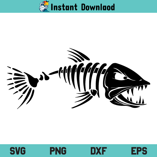 Angry Fish Skeleton SVG, Angry Fish Skeleton SVG File, Angry Fish Skeleton SVG Design, Fishing SVG, Angry Fish SVG, Skeleton SVG, Angry Fish Skeleton, SVG, PNG, DXF, Cricut, Cut File, Clipart, Silhouette