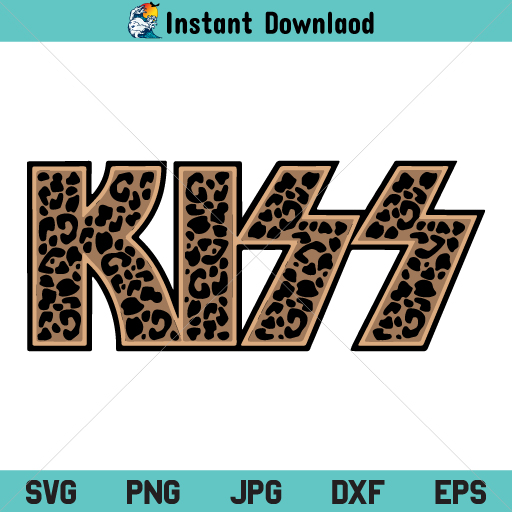 Kiss Band Leopard SVG, Kiss Logo Leopard SVG, Kiss RocknRoll Rock Music Leopard Band SVG, PNG, DXF, Cricut, Cut File, Clipart, Silhouette