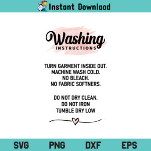 Washing Instructions SVG, Garment Care Card SVG, Care Instructions Card SVG, Shirt Care SVG, Tshirt Care Card SVG, Washing Card, SVG, PNG, DXF, Cricut, Cut File