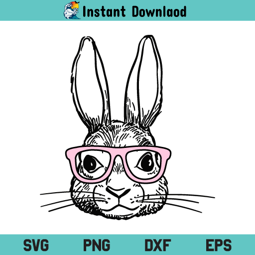 Easter Bunny With Glasses SVG, Bunny With Glasses SVG, Easter Bunny SVG