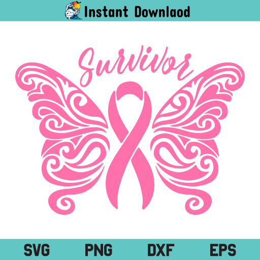 Cancer Survivor SVG, Breast Cancer Survivor SVG, Cancer Butterfly SVG, Cancer Awareness SVG, Pink Cancer Ribbon SVG, Breast Cancer Ribbon Survivor SVG, PNG, DXF, Cricut, Cut File