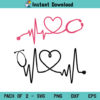 Heartbeat Stethoscope SVG, Stethoscope SVG, Heartbeat SVG, Doctor SVG, Nurse SVG, Heartbeat Stethoscope, SVG, PNG, DXF, Cricut, Cut File