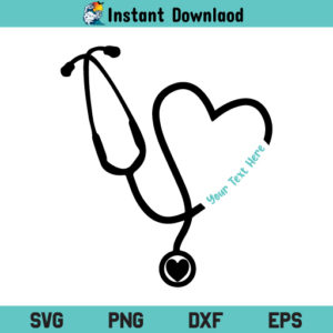 Stethoscope Heart Split Monogram SVG, Heart Stethoscope SVG, Stethoscope SVG, Nursing SVG, Nurse SVG, Stethoscope, Monogram, Nurse, Essential Worker, SVG, PNG, DXF, Cricut, Cut File