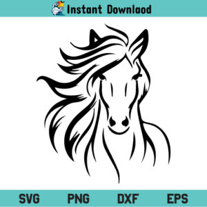 Horse SVG, Horse SVG File, Horse SVG File Design, Horse Head SVG, Horse Face SVG, Beautiful Horse SVG, Horse Designs SVG, Animals SVG, PNG, DXF, Cricut, Cut File
