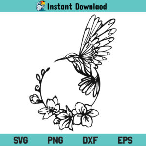 Hummingbird Flowers SVG, Hummingbird With Flowers SVG, Hummingbird Flowers SVG File, Hummingbird SVG, Bird SVG, Flowers SVG, Hummingbird With Flowers, SVG, PNG, DXF, Cricut, Cut File