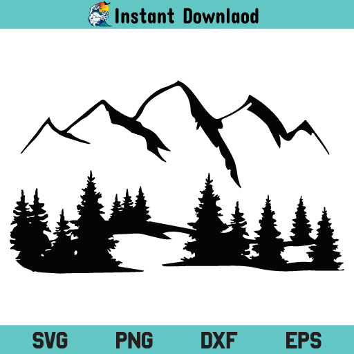 Forest and Mountains SVG, Forest and Mountains SVG File, Mountain Forest SVG, Mountain SVG, Forest SVG, Trees SVG, Pine Tree SVG, Nature, Camping, Woods, Forest and Mountains, SVG, PNG, DXF, Cricut, Cut File