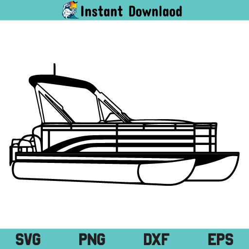 Pontoon Boat SVG, Pontoon Boat SVG File, Pontoon Boat Outline SVG, Pontoon Boat SVG Design, Pontoon Boat Files For Cricut, Pontoon Boat Cut Files For Silhouette, Pontoon Boat, SVG, PNG, DXF