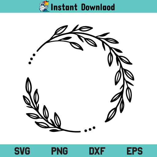 Decorative Leaf Wreath SVG, Decorative Leaf Wreath SVG Cut File, Leaf Wreath SVG, Wreath SVG, Flower SVG, Wedding SVG, Wedding Wreath SVG, Wreath Monogram SVG, Circle Frame, SVG, PNG, DXF, Cricut, Cut File