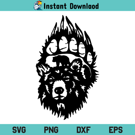 Bear Face Paw SVG, Bear Face In Paw SVG, Bear Face SVG, Bear Paw SVG