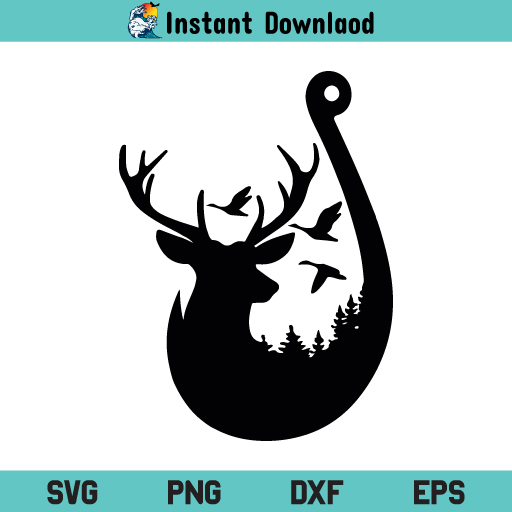 Duck Deer Hook SVG, Deer Hook SVG, Duck Deer In Hook SVG, Deer Hook SVG Cut File, Deer Hook, SVG, PNG, DXF, Cricut, Cut File