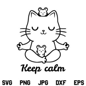Yoga Cat SVG, Yoga Cat SVG File, Meditating Cat SVG, Meditate SVG, Funny Cat SVG, Yoga Cat, SVG, PNG, DXF, Cricut, Cut File