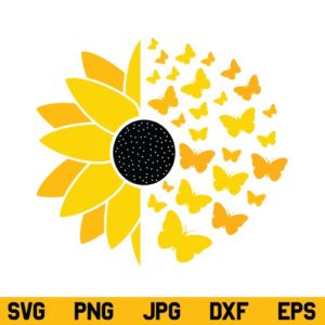 Sunflower With Butterfly SVG, Sunflower With Butterflies SVG, Sunflower SVG, Butterfly SVG, Sunflower With Butterfly, SVG, PNG, DXF, Cricut, Cut File