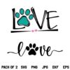 Dog Love SVG, Love Dogs SVG File, Paws SVG, Dog SVG, Dog Mom SVG, Dog Life SVG, Dog Lover SVG, Love Dog Paw SVG, Love with Pawprint SVG, Dog Shirt SVG, PNG, DXF, Cricut, Cut File
