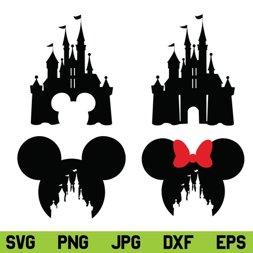 Mickey Minnie Castle SVG, Mickey Minnie Castle Head SVG, Disney Castle