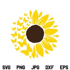 Sunflower Butterfly SVG, Sunflower Butterfly SVG File Design, Sunflower SVG, Butterfly SVG, PNG, DXF, Cricut, Cut File