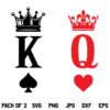 King and Queen SVG, King of Spades SVG, Queen of Hearts SVG, Playing Cards SVG, King of Spades, Queen of Hearts, King and Queen, SVG, PNG, DXF, Cricut, Cut File