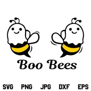 Halloween Boo Bees SVG, Boo Bees SVG, Boo SVG, Ghost SVG, Boo Bees SVG File, Halloween SVG, PNG, DXF, Cricut, Cut File, Clipart, Vector