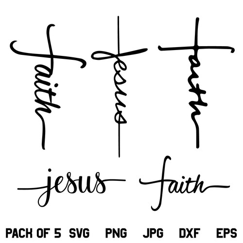 Faith Cross SVG, Faith Cross SVG File, Faith Cross SVG Design, Jesus Cross SVG, Faith SVG, Cross SVG, Religious SVG, PNG, DXF, Cricut, Cut File