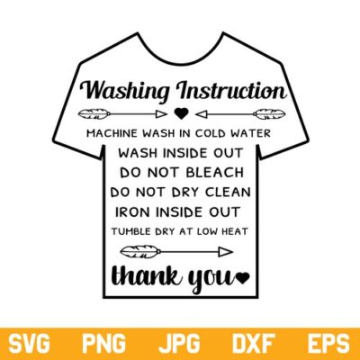 Washing Instructions SVG, T-Shirt Care Cards SVG, Shirt Care SVG, Care ...