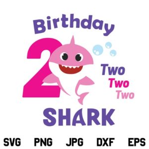 Second Birthday Pink Shark SVG, 2nd Birthday Shark SVG, Shark Birthday SVG, Shark Doo Doo SVG, Shark Kids SVG, Baby Shark SVG, Birthday SVG, Second Birthday Pink Shark, SVG, PNG, DXF, Cricut, Cut File
