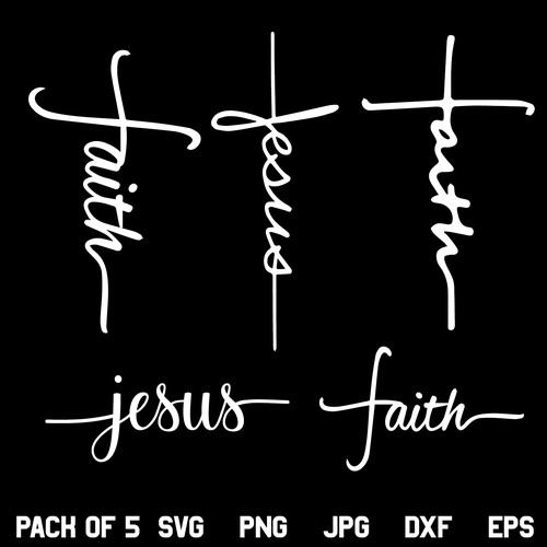 Faith Cross SVG, Faith Cross Script SVG, Faith Cross SVG Design, Jesus Cross SVG, Faith SVG, Christian SVG, Cross SVG, PNG, DXF, Cricut, Cut File