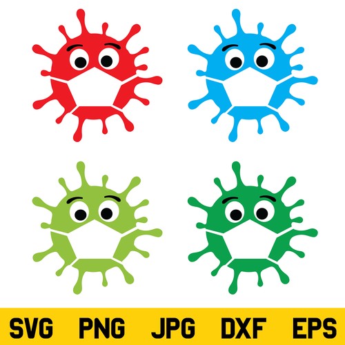 Germs With Mask SVG, Virus SVG, Social Distancing SVG, Quarantine SVG ,Virus With Mask SVG, PNG, DXF, Cricut, Cut File