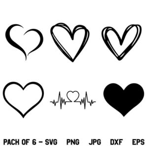 Hand Drawn Heart SVG, Heart SVG Bundle, Heart SVG, Valentines Day SVG, Love SVG, Hand Lettered Hearts SVG, PNG, DXF, Cricut, Cut File, Clipart