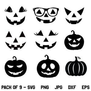 Pumpkin Face SVG Files Bundle, Pumpkin Face SVG, Jack O Lantern Faces SVG, Halloween SVG, Fall Halloween SVG, Pumpkin Face, SVG, PNG, DXF, Cricut, Cut File