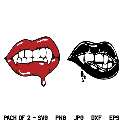 Vampire Dripping Biting Lips SVG, Vampire Biting Lips SVG, Vampire Lips SVG, Vampire Dripping Lips SVG, Lips SVG, PNG, DXF, Cricut, Cut File