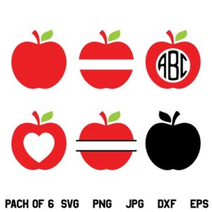 Apple SVG, Apple SVG Bundle, Apple Monogram SVG, Apple Name Frame SVG, Apple Split Monogram SVG, Apple Heart SVG, Teacher SVG, Back to School SVG, PNG, DXF, Cricut, Cut File