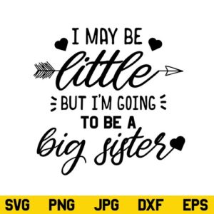I May Be Little But I'm Going to be a Big Sister SVG, Big Sister SVG, Promoted To Big Sister SVG, Newborn SVG, Onesie SVG, PNG, DXF, Cricut, Cut File
