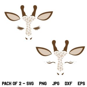 Giraffe Face SVG, Giraffe Face SVG File, Giraffe Head SVG, Giraffe Eyelashes SVG, Giraffe SVG, PNG, DXF, Cricut, Cut File