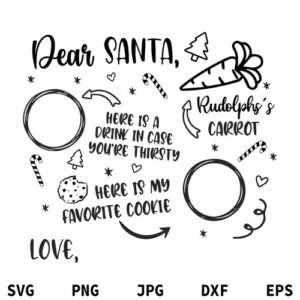Dear Santa Tray SVG, Dear Santa Cookies And Milk Tray SVG, Christmas SVG, Cookies SVG, Santa Tray SVG, Santa Cookies SVG, Santa Cookie Tray SVG, PNG, DXF, Cricut, Cut File