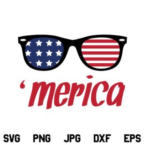 Merica American Flag Sunglasses SVG, Merica SVG, 4th of July SVG, Merica US Flag SVG, Sunglasses SVG, Merica, US, America, SVG, PNG, DXF, Cricut, Cut File
