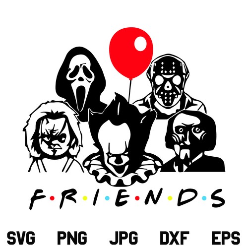 Friends Horror SVG, Scary Friends SVG, Friends SVG, Slashers Character SVG, Creepy Halloween SVG, Halloween SVG, Halloween Horror Friends SVG, PNG, DXF, Cricut, Cut File