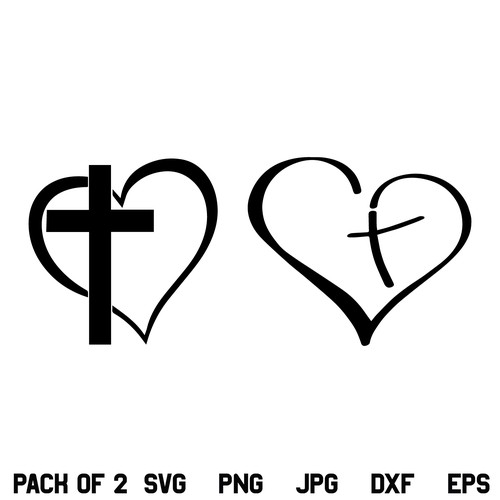 Heart Cross SVG, Heart Cross Faith SVG, Heart Cross Love SVG, Faith, Cross, Blessed, Heart Cross, SVG, PNG, DXF, Cricut, Cut File
