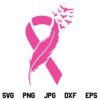 Cancer Ribbon with Birds SVG, Feather Pink Ribbon SVG, Pink Ribbon Birds SVG, Breast Cancer Awareness SVG, Pink Ribbon SVG, Cancer Awareness SVG, PNG, DXF, Cricut, Cut File