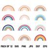 Boho Baby Rainbow SVG, Boho Rainbow SVG, Baby Rainbow SVG, Rainbow SVG, Pastel Rainbow SVG, Baby Rainbow SVG File, SVG, PNG, DXF, Cricut, Cut File