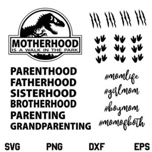 Motherhood is a Walk In the Park SVG, Motherhood is a Walk In the Park SVG File, Motherhood, Fatherhood, Sisterhood, Mom, Momlife, Mom of Boys, Mom of Girls, Jurassic, SVG, PNG, DXF, Cricut, Cut File