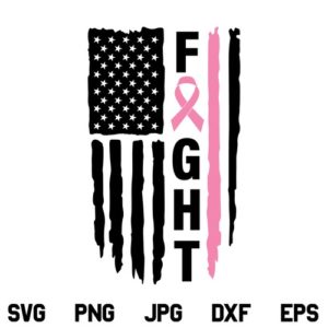 Fight Cancer US Flag SVG, Fight Cancer SVG, Cancer Flag SVG, Pink Ribbon Cancer Awareness SVG, American Flag SVG, US Flag SVG, Cancer Awareness, SVG, PNG, DXF, Cricut, Cut File