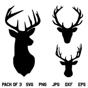 Deer Head SVG, Deer Silhouette, Deer Head Clipart, Deer SVG, Buck SVG, Deer Antler SVG, PNG, DXF, Cricut, Cut File