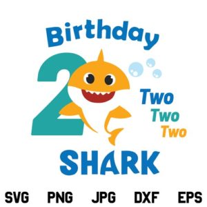 2nd Birthday Shark SVG, Second Birthday Shark SVG, Birthday Shark Doo Doo SVG, Shark Kids SVG, Second Birthday SVG, Birthday Girl SVG, PNG, DXF, Cricut, Cut File