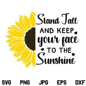 Sunflower Stand Tall and Keep your Face to the Sunshine SVG, Stand Tall and Keep your Face to the Sunshine SVG, Sunflower SVG, PNG, DXF, Cricut, Cut File