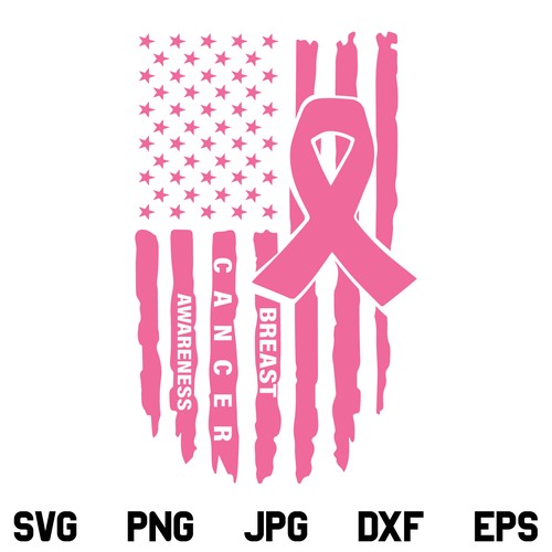 US Breast Cancer Flag SVG, Pink Ribbon USA Flag SVG, Cancer Awareness Pink Ribbon US Flag SVG, Breast Cancer SVG, Breast Cancer Awareness SVG, Grunge Flag SVG, PNG, DXF, Cricut, Cut File