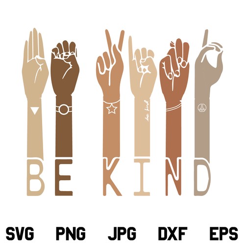 Be Kind Brown Hands SVG, Be Kind Sign Language SVG, Be Kind SVG, Sign Language Be Kind SVG, Be Kind Brown Hands Sign Language SVG, PNG, DXF, Cricut, Cut File