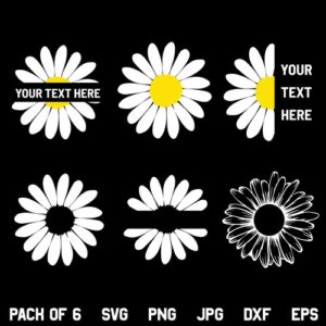 Daisy Flower SVG, Daisy Flower Monogram SVG, Daisy SVG, Flower SVG, Daisy Bundle SVG, Daisy Split Name Frame SVG, PNG, DXF, Cricut, Cut File