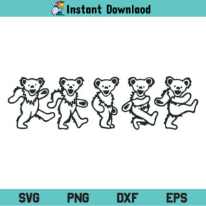 Grateful Dead Bear Logo SVG, Grateful Dead Dancing Bear Outline SVG, Jerry Bear, Grateful Dead, Dancing Bear