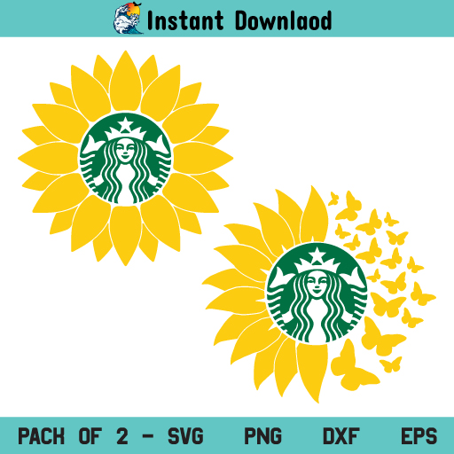 Sunflower Starbucks SVG, Sunflower Starbucks SVG File, Sunflower SVG, Flower SVG, Starbucks Logo SVG