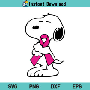 Snoopy Cancer Ribbon SVG, Snoopy SVG, Pink Cancer Ribbon SVG, Breast Cancer Awareness SVG, Snoopy Pink Breast Cancer SVG, PNG